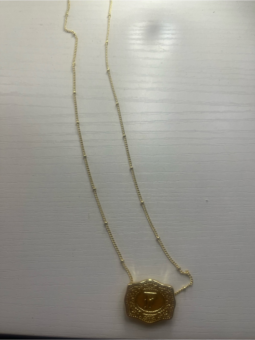 Gold Medallion Pendant Necklace - Women's Jewelry Initials Letter F